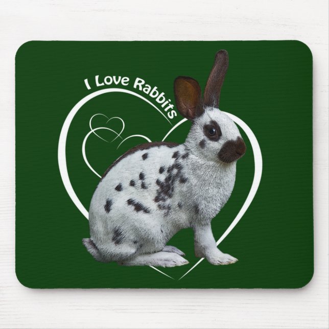 Tapis de souris J'adore les lapins (vert foncé) (Devant)