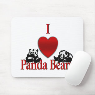 Tapis De Souris J'adore les ours pandas amusants