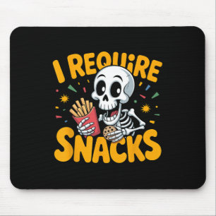 Tapis De Souris J'Ai Besoin De Snacks Amusants Halloween Skeleton