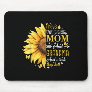 Tapis De Souris J'Ai Deux Titres Maman Et Grand-Mère Tournesol