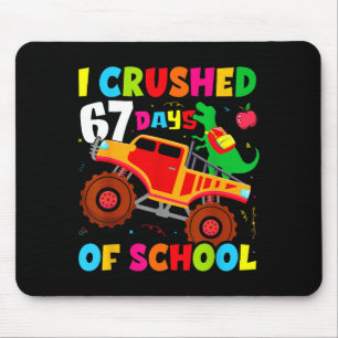 Tapis De Souris J'ai écrasé 67e jour d'école Dinosaure 67 jours d'