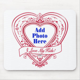 Tapis De Souris J'ai Love My Kids ! Photo Red Hearts
