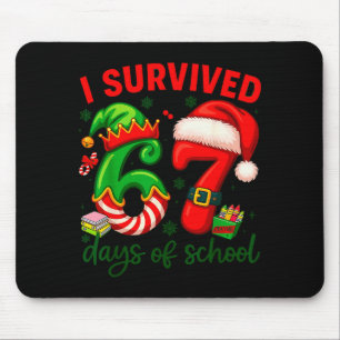 Tapis De Souris J'ai survécu 67 jours de l'école de Noël Canne en