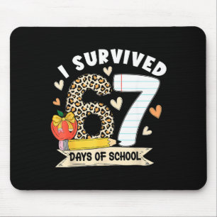 Tapis De Souris J'ai survécu 67 jours d'école drôle léopard étudia
