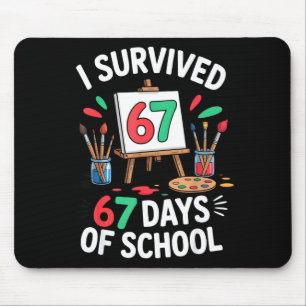 Tapis De Souris J'ai survécu 67 jours d'école - Enseignants Élèves