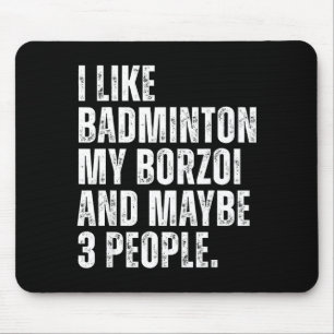 Tapis De Souris J'aime Amateur De Badminton Propriétaire De Borzoi