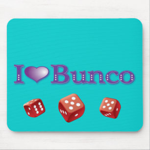 Tapis De Souris J'aime Bunco avec les matrices rouges