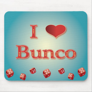 Tapis De Souris J'aime Bunco en rouge avec les matrices rouges