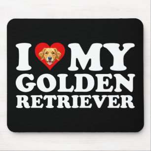 Tapis De Souris J'aime (Cœur) Mon Golden Retriever