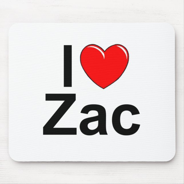 Tapis De Souris J'aime (coeur) Zac (Devant)