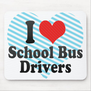 Tapis De Souris J'aime des chauffeurs d'autobus scolaire