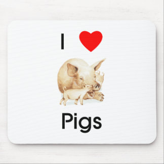 Tapis De Souris J'aime des porcs Mousepad