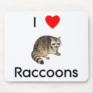 Tapis De Souris J'aime des ratons laveurs Mousepad