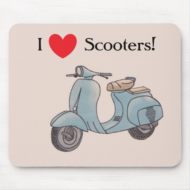 Tapis De Souris J'aime des scooters ! Mousepad (Devant)