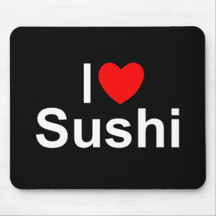 Tapis De Souris J'aime des sushi (de coeur)
