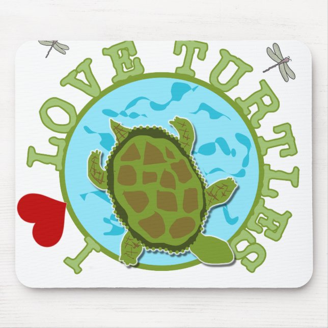 Tapis De Souris J'aime des tortues (Devant)