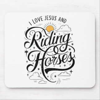 Tapis De Souris J'Aime Jésus Et Les Chevaux D'Équitation Filles À 