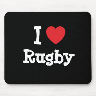 Tapis De Souris J'aime le coeur Rugby personnalisé