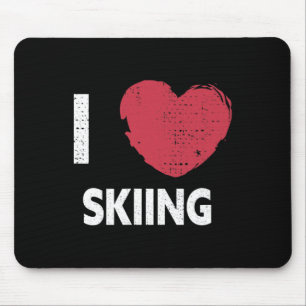 Tapis De Souris J'aime le design de ski pour un passionné de ski