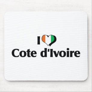 Tapis De Souris J'aime le drapeau de la Côte d'Ivoire