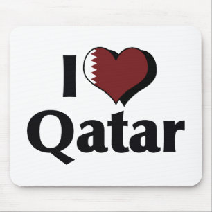 Tapis De Souris J'aime le drapeau du Qatar