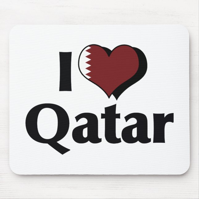 Tapis De Souris J'aime le drapeau du Qatar (Devant)