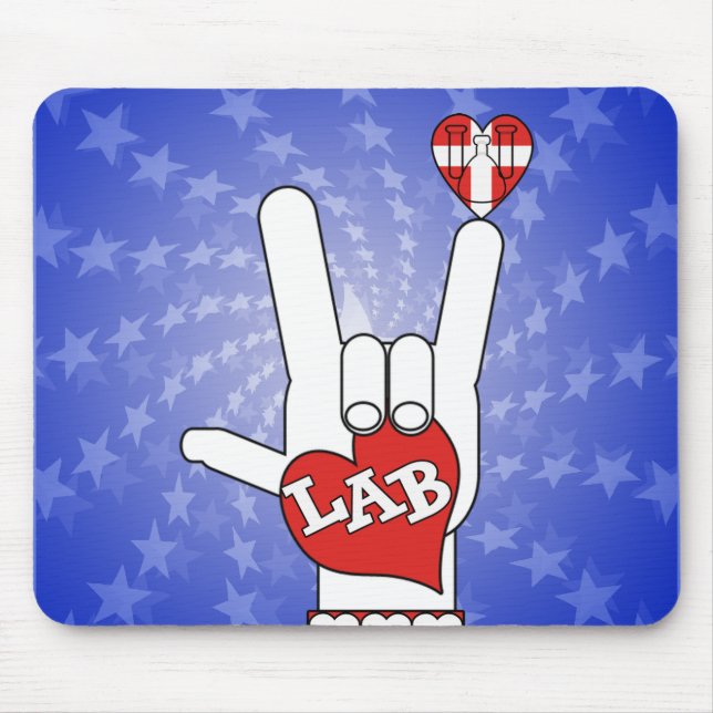 TAPIS DE SOURIS J'AIME LE SIGNE LAB ASL (Devant)