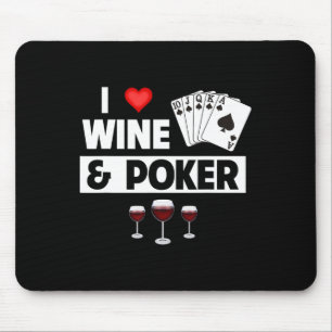 Tapis De Souris J'Aime Le Vin Et Les Cartes De Poker Royal Flush C