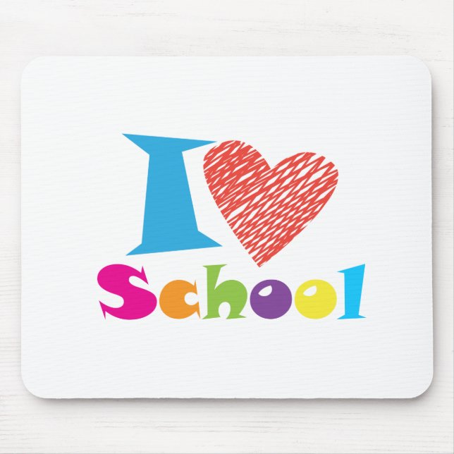 Tapis De Souris J'Aime L'École. Retour À L'École. Diplôme de dessi (Devant)