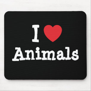 Tapis De Souris J'aime les animaux coeur personnalisé