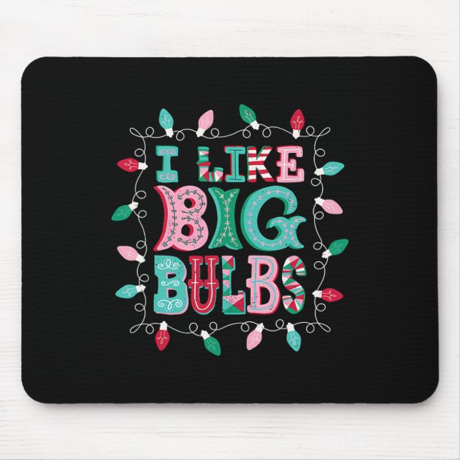 Tapis De Souris J'Aime Les Grandes Ampoules Lumières De Noël Match (Devant)