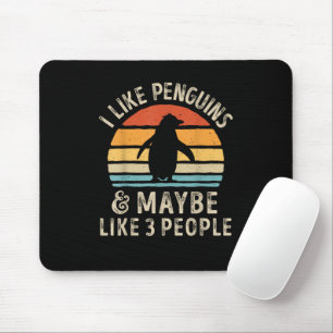 Tapis De Souris J'aime les pingouins et peut-être 3 personnes Drôl
