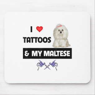 Tapis De Souris J'Aime Les Tattoos Et Mon Chien Maltais Maltipoo M
