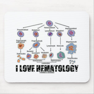 Tapis De Souris J'Aime L'Hématologie (Linéage De La Cellule Sangui