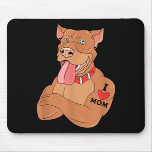 Tapis De Souris J'Aime Maman Chien Avec Tattoo Pitbull Propriétair