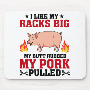 Tapis De Souris J'aime Mes Racks Gros BBQ, Citation Porc Fessier
