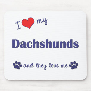 Tapis De Souris J'aime mes teckels (beaucoup de chiens)
