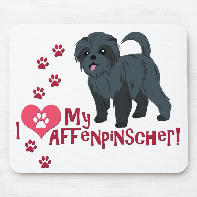 Tapis De Souris J'Aime Mon Affenpinscher ! (Devant)