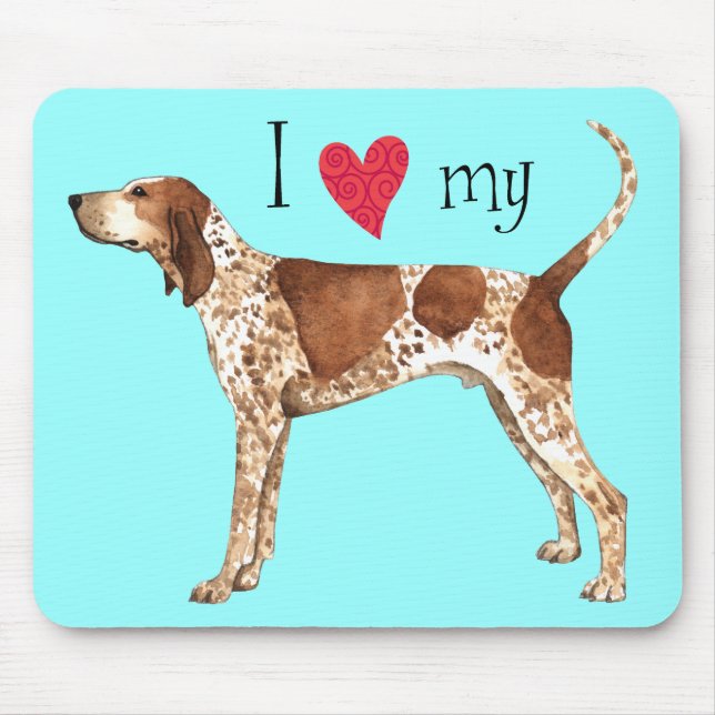 Tapis De Souris J'aime mon American English Coonhound (Devant)