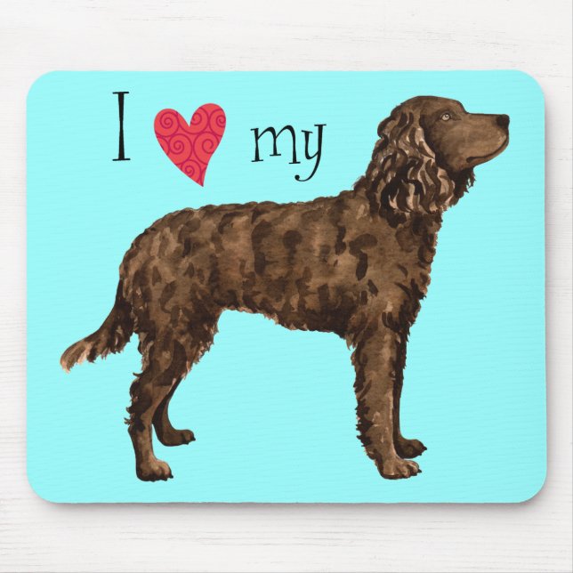 Tapis De Souris J'aime mon American Water Spaniel (Devant)
