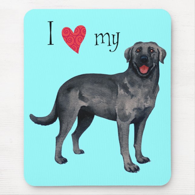 Tapis De Souris J'aime mon Black Lab (Devant)