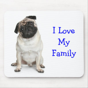 Tapis De Souris J'aime mon Carlin familial Mousepad