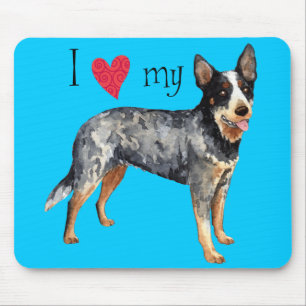 Tapis De Souris J'aime mon chien de bétail australien