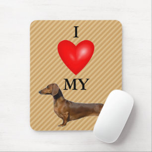 Tapis De Souris J'Aime Mon Coeur Rouge Dachshund
