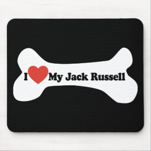 Tapis De Souris J'aime mon Jack Russell - os de chien