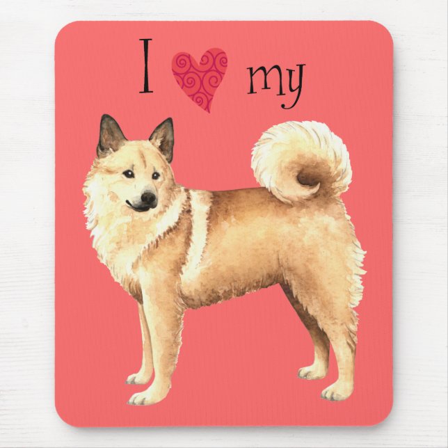 Tapis De Souris J'aime mon norvégien Buhund (Devant)
