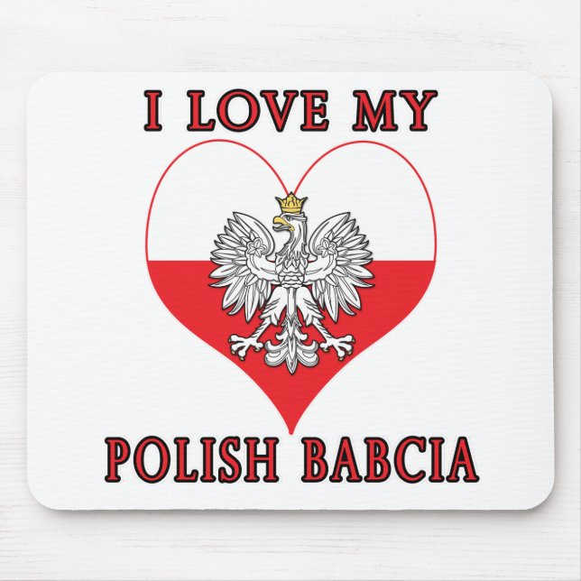 Tapis De Souris J'Aime Mon Polonais Babcia (Devant)