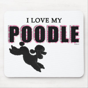 Tapis De Souris J'Aime Mon Poodle Noir