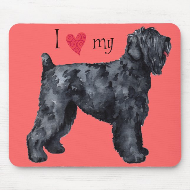 Tapis De Souris J'aime mon russe noir Terrier (Devant)