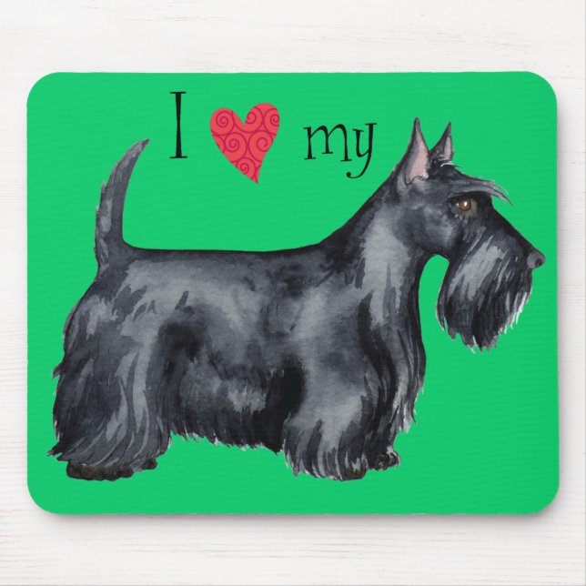 Tapis De Souris J'aime mon Scottie (Devant)